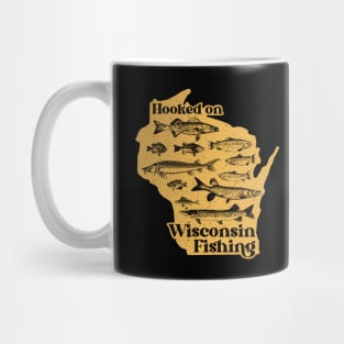 Hooked on Wisconsin Fishing - Vintage WI Sportsman Souvenir Mug